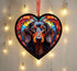Dachshund Black Stained Glass Effect Heart Suncatcher